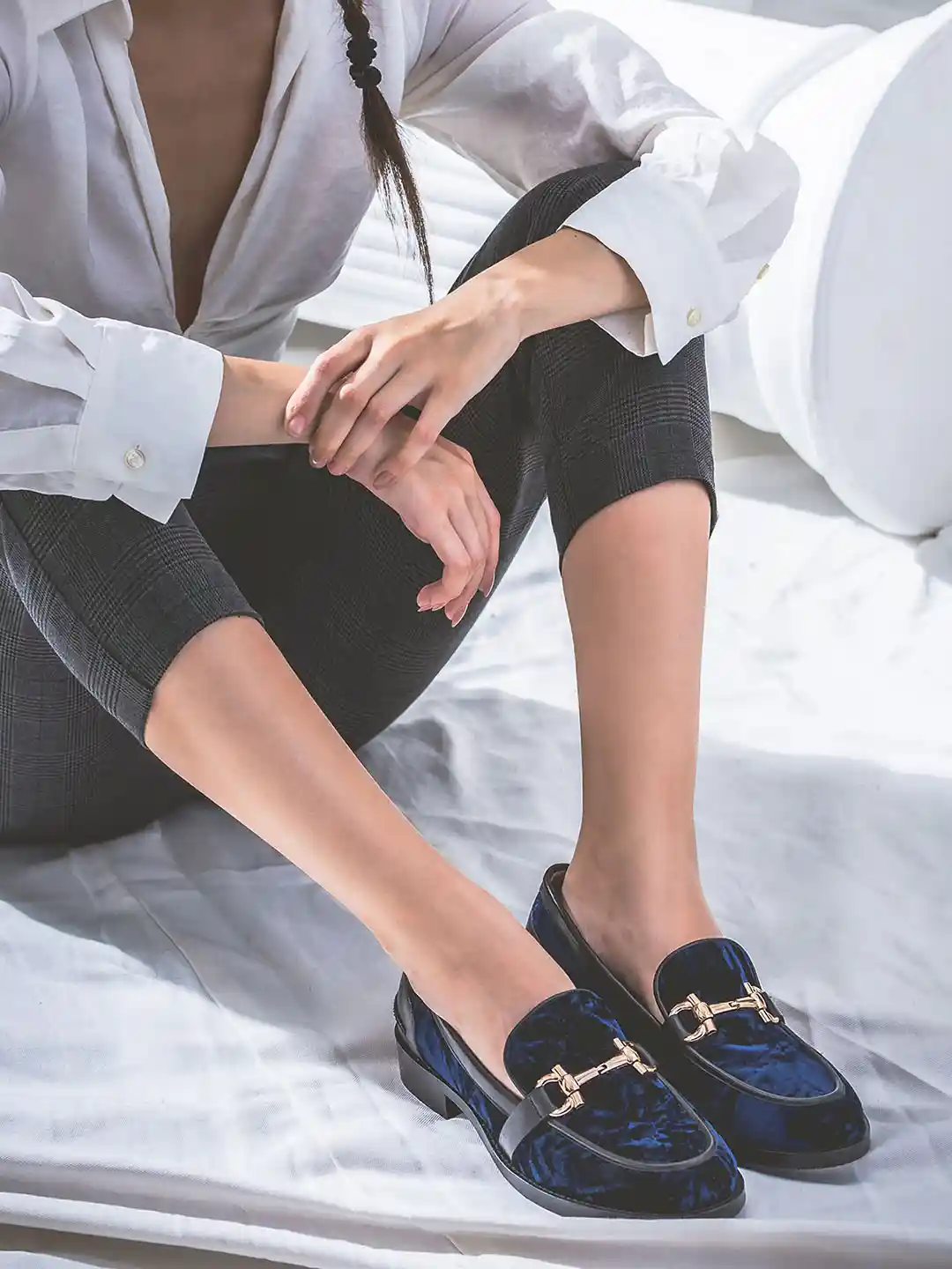 Saint G Women Velvet Horsebit Loafers