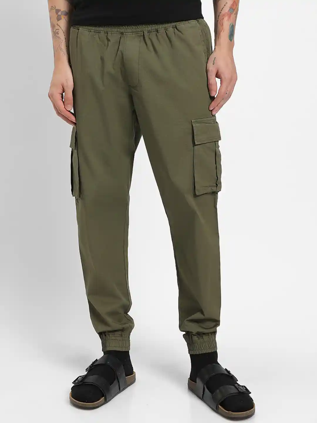 Clothing For Men Cargo Joggers With Belt Loops Bewakoof Men Mid - Main Image