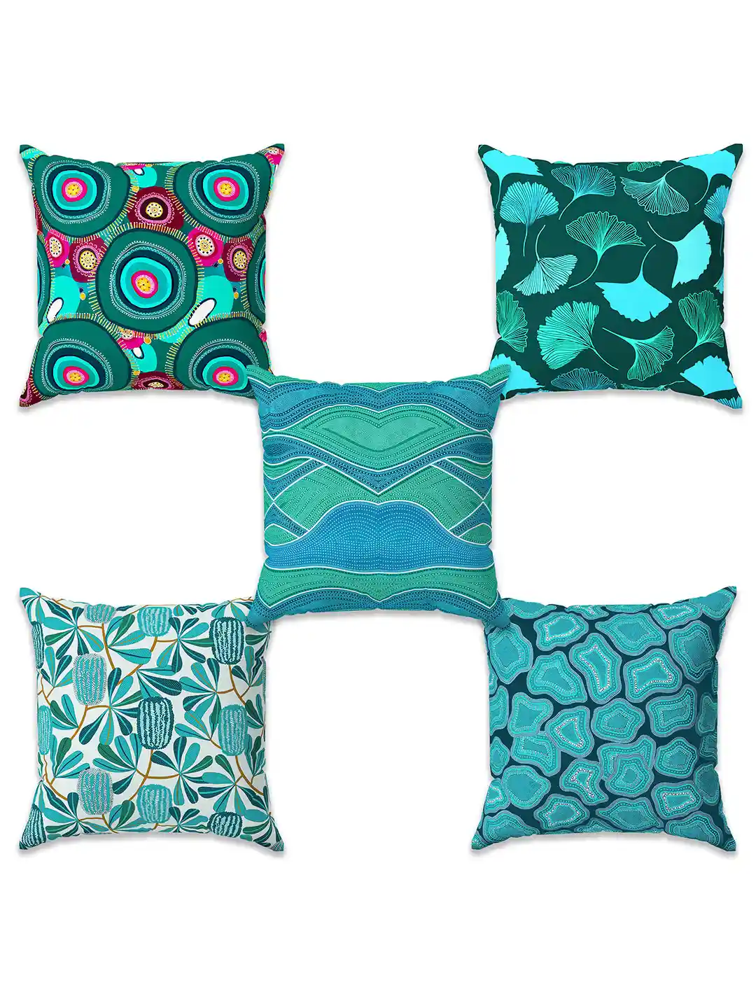Buy Story@home Turquoise Blue Green Pieces Floral Square