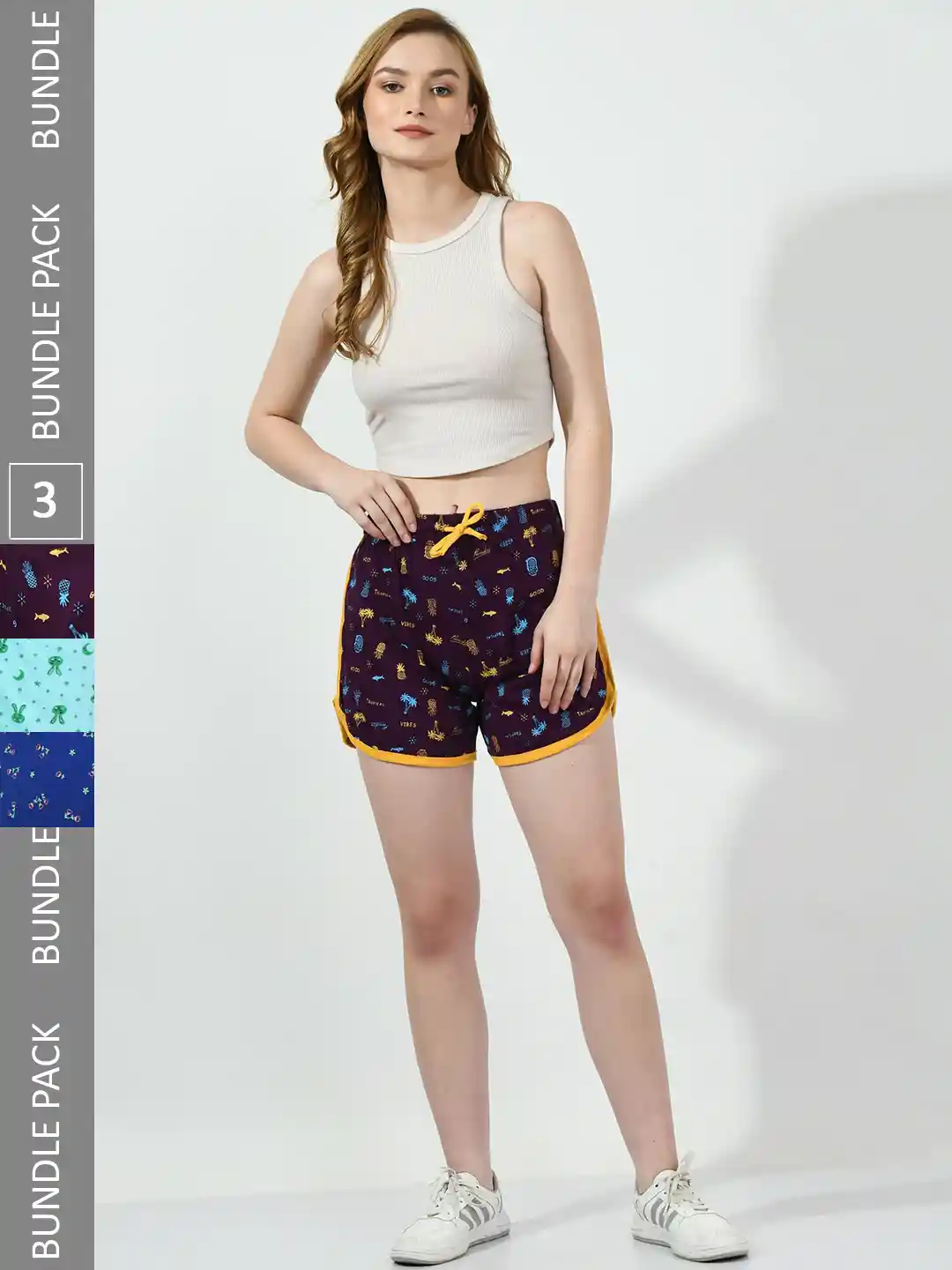 BAESD Women Pack of Printed Pure Cotton Hot Pants Shorts