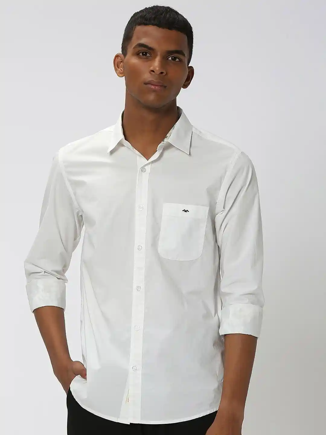 Buy Mufti Slim Fit Spread Collar Pure Cotton Casual Shirt Shirts