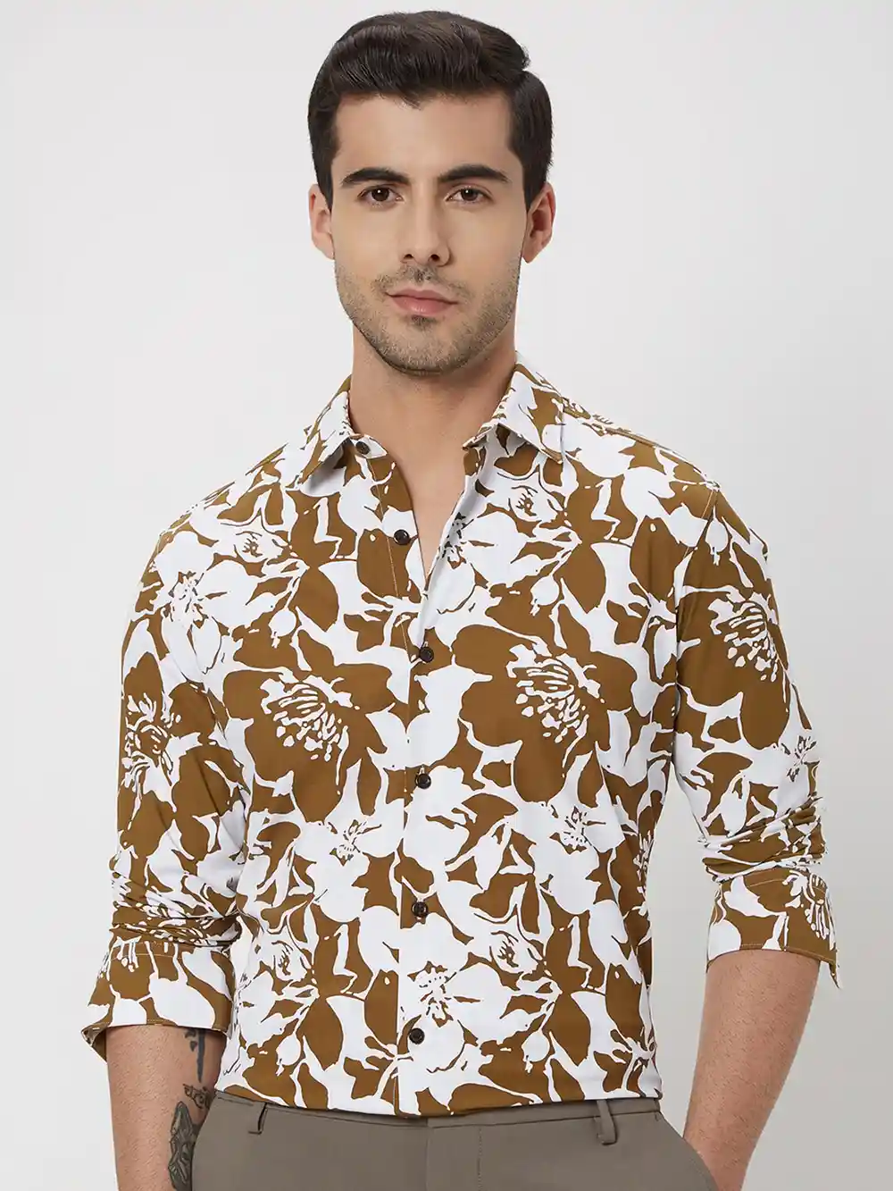 Buy Mufti Floral Printed Slim Fit Pure Cotton Casual Shirt