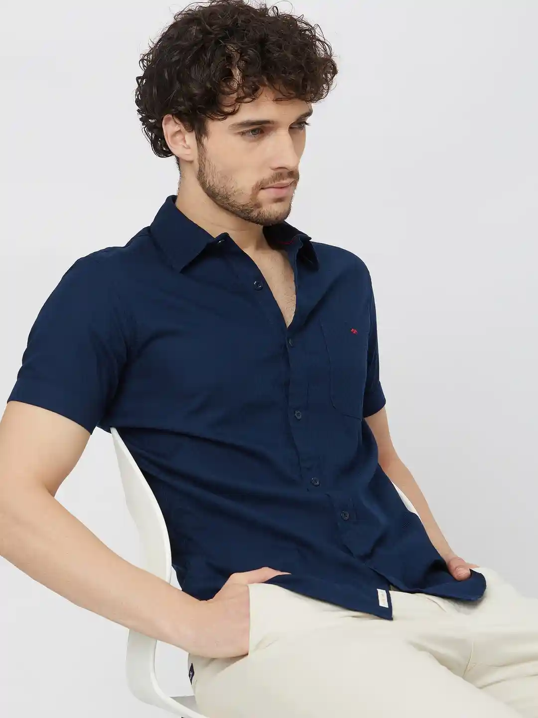 Buy Mufti Slim Fit Short Sleeves Pure Cotton Casual Shirt Shirts
