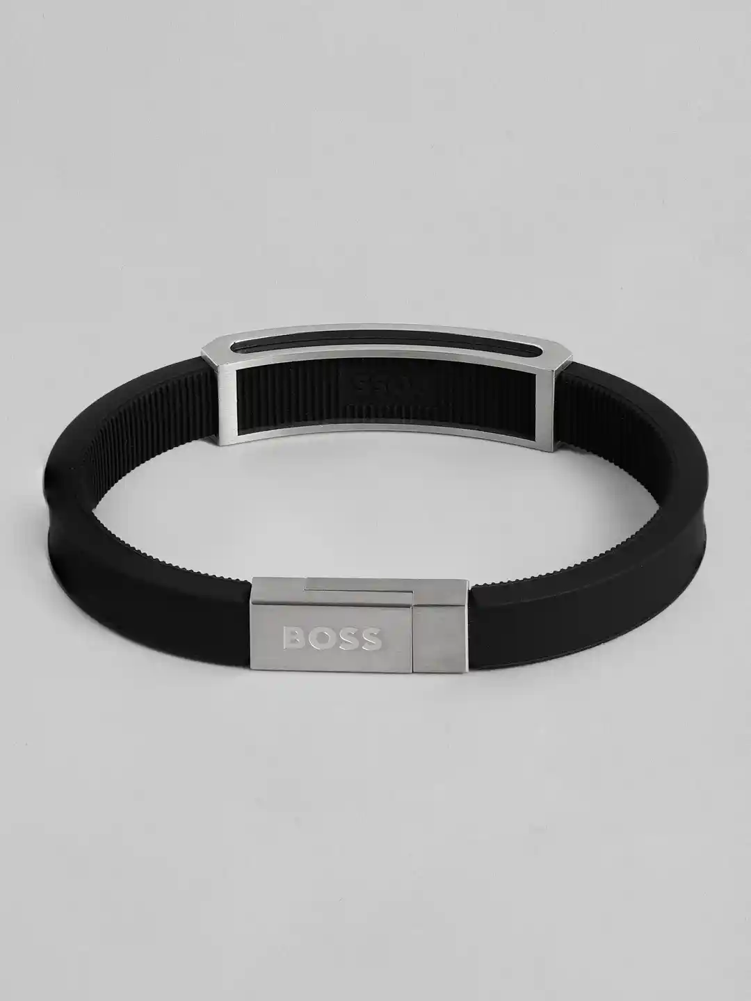 Buy Hugo Boss Men Sakis Brand Logo Embossed Striped Bracelet