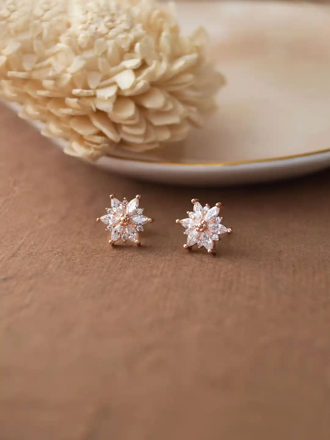Buy MANNASH Rose Gold Plated Sterling Silver Diamond Shaped Studs