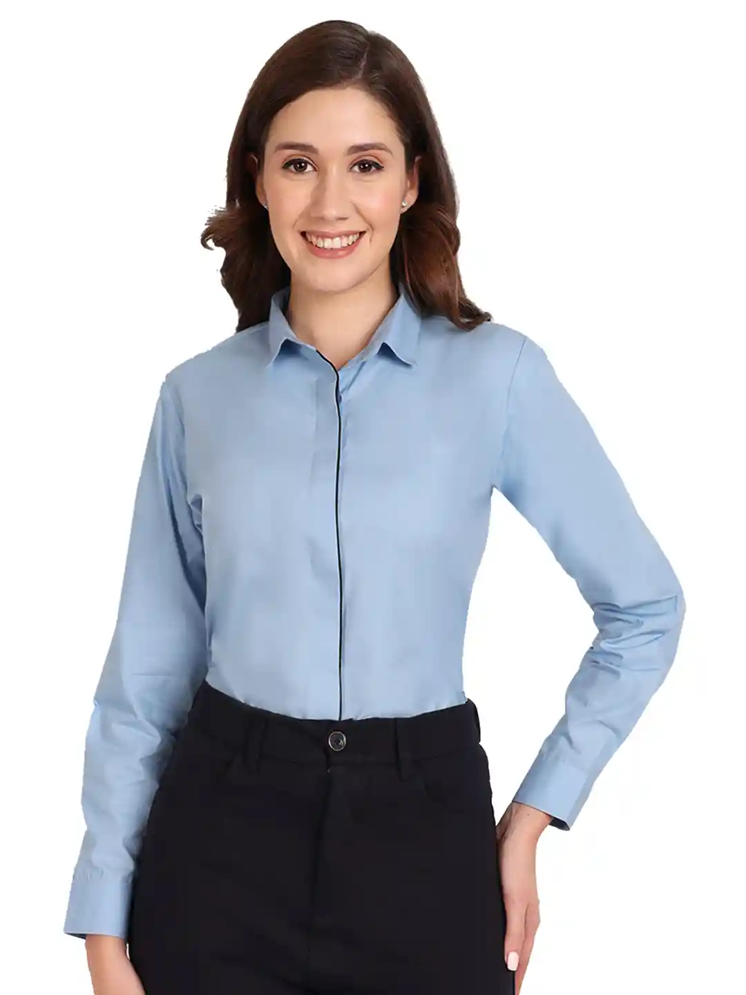 ASCIIBLUES Regular Fit Spread Collar Long Sleeve Cotton Formal Shirt