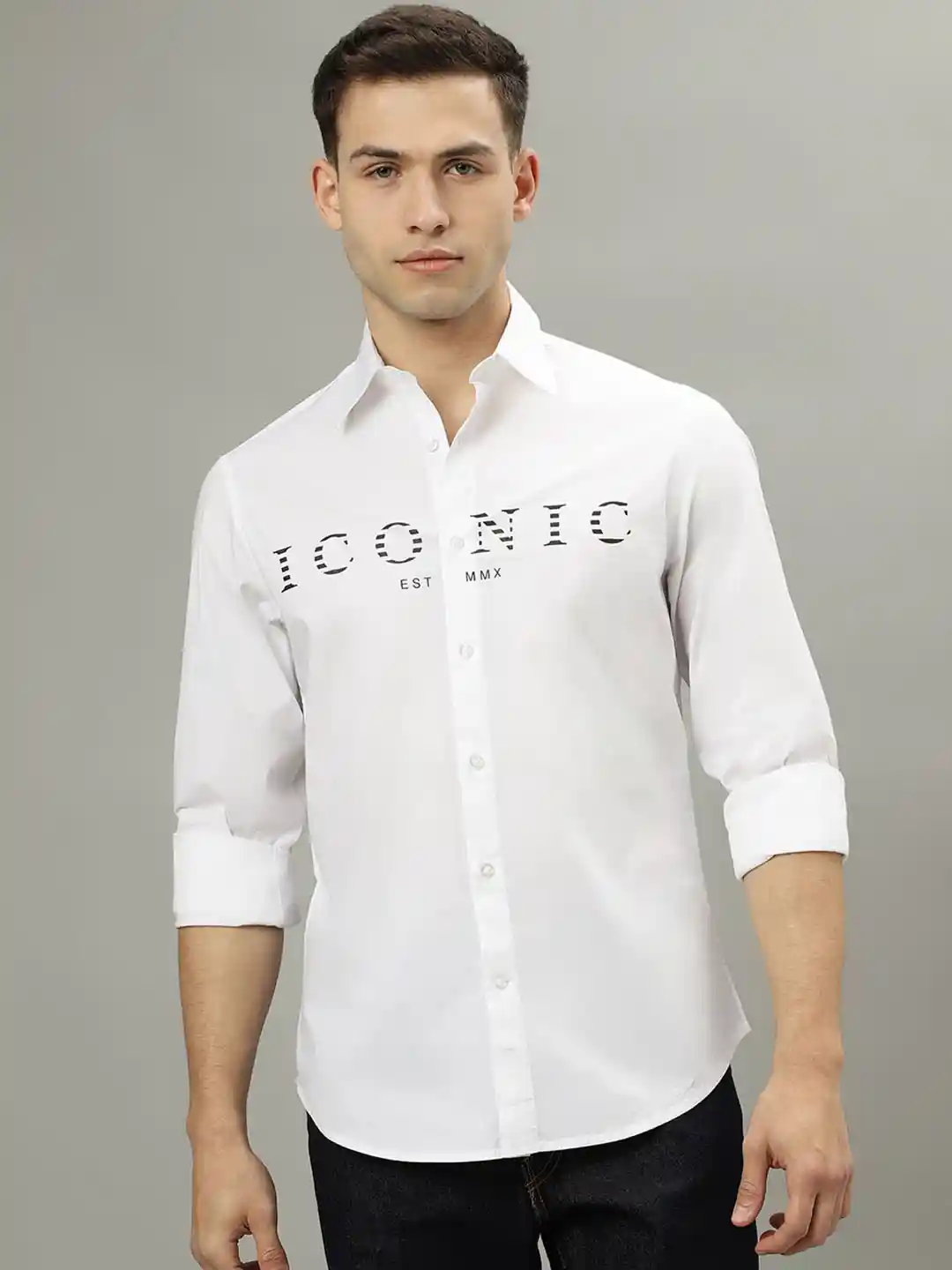 Buy Iconic Brand Logo Printed Cotton Casual Shirt Shirts for Men