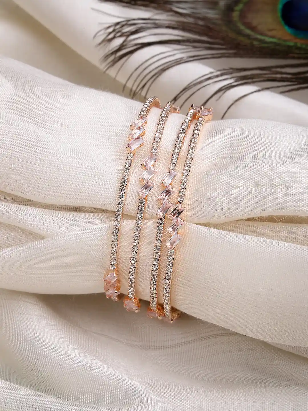 Buy Anouk Set Of Rose Gold-Plated AD-Studded Bangles Bangle - Main Image