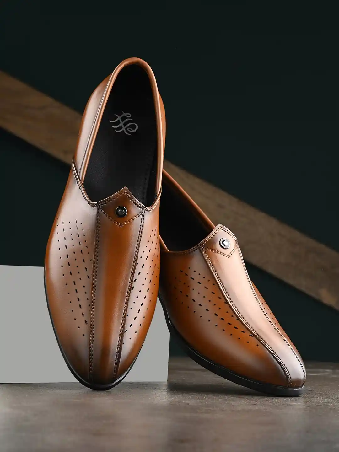 House of Pataudi Men Textured Formal Slip-On Shoes