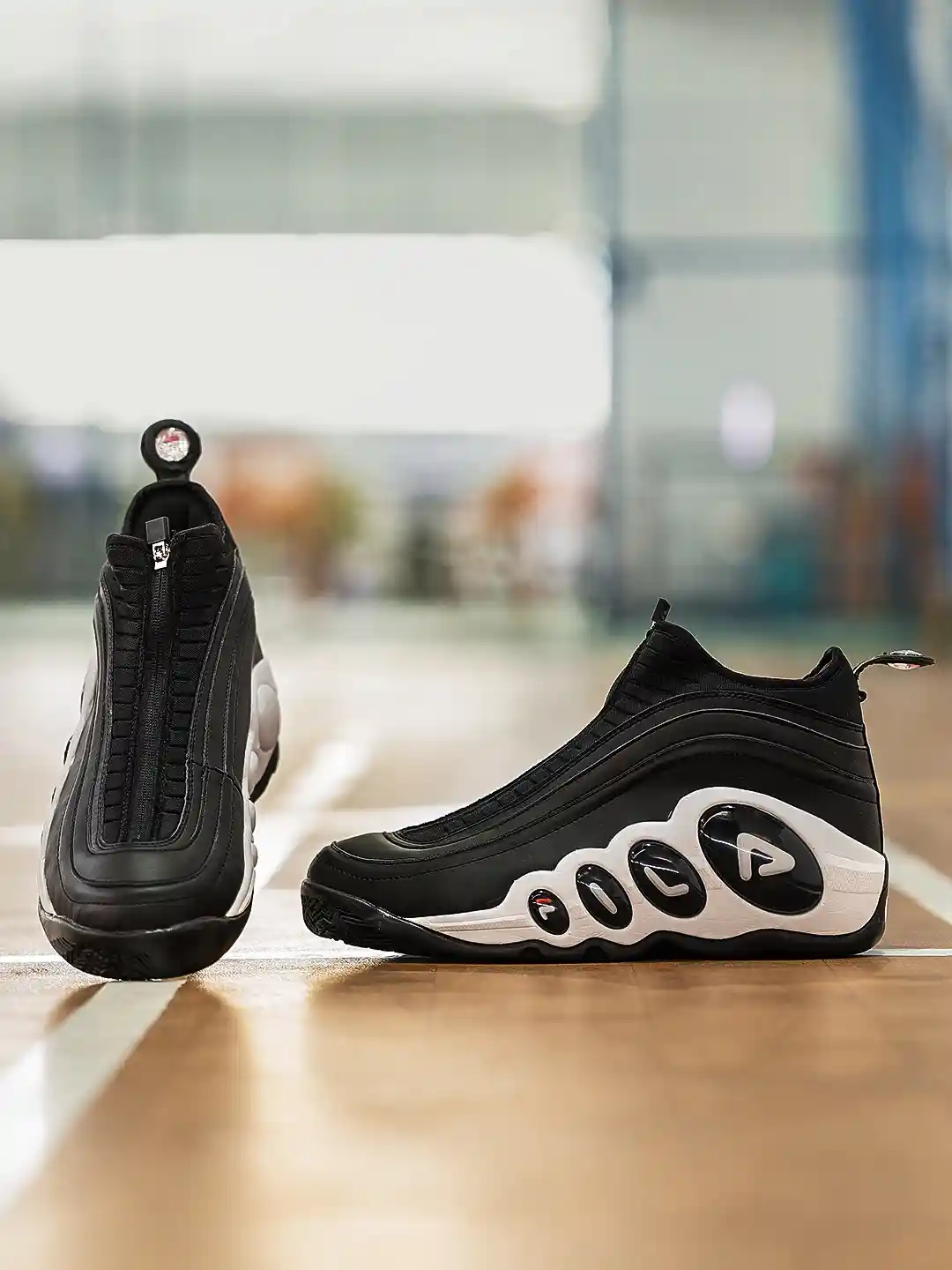 Buy FILA Men Black White Bubbles Zip Sneakers Casual Shoes for