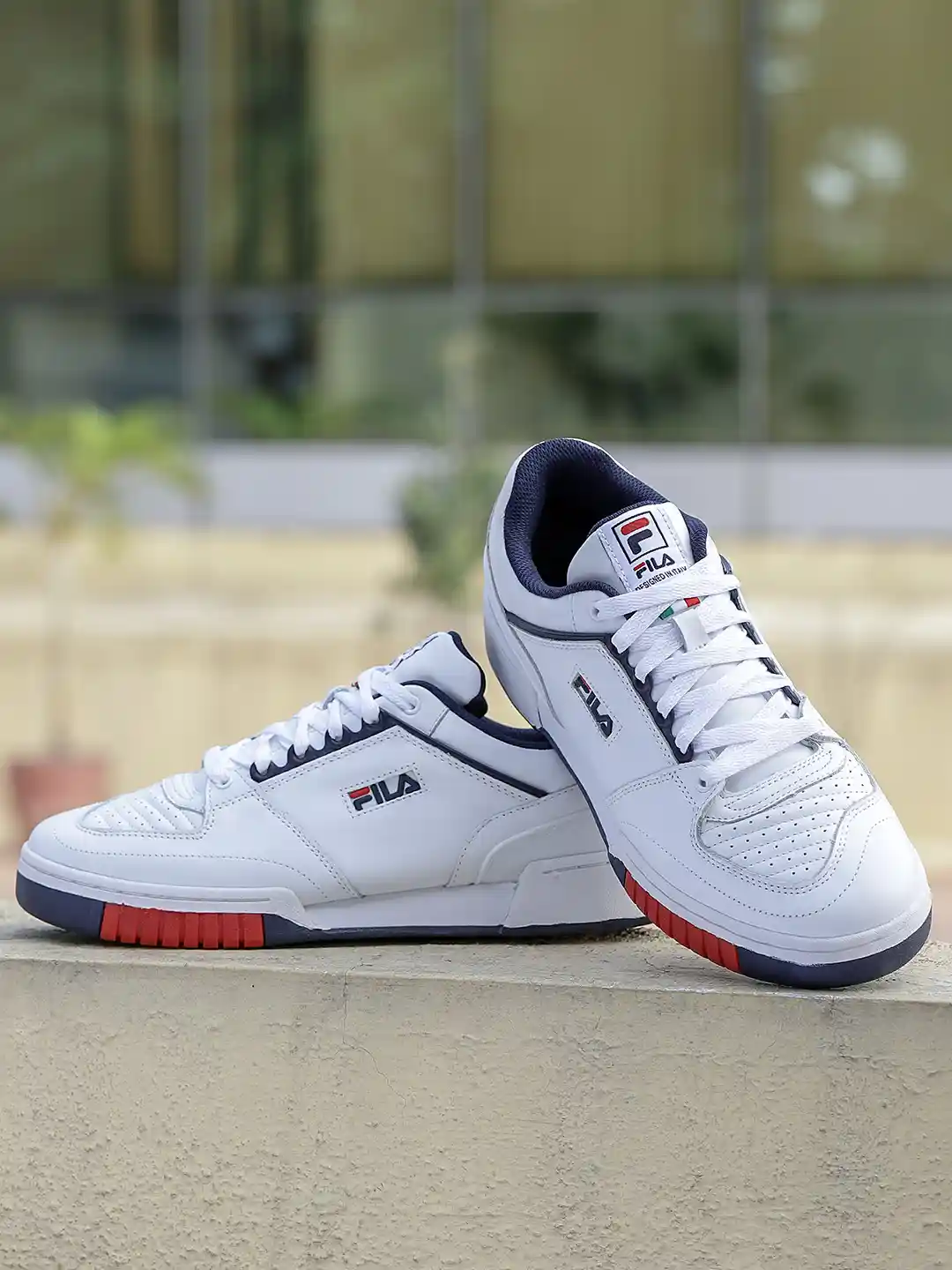 Leather Sneakers Cheap White Fila Shoes FILA Men White Solid Leather  Mid-Top Targa Sneakers