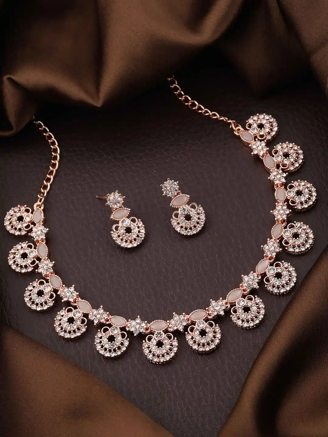 Buy Brado Jewellery Rose Gold-Plated AD-Studded Necklace