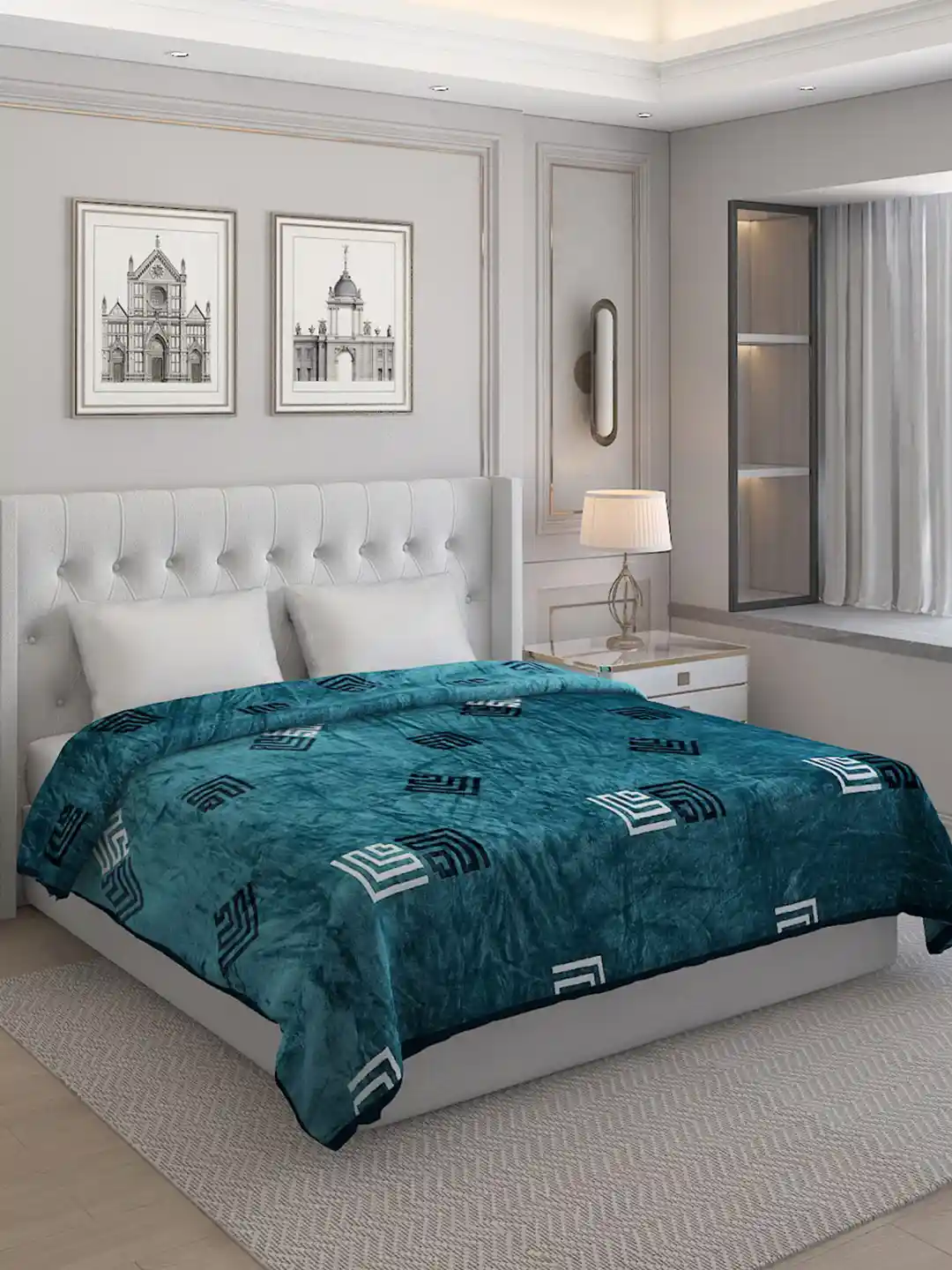 Monte Carlo Double Bed Blanket Size Buy Monte Carlo Teal Geometric