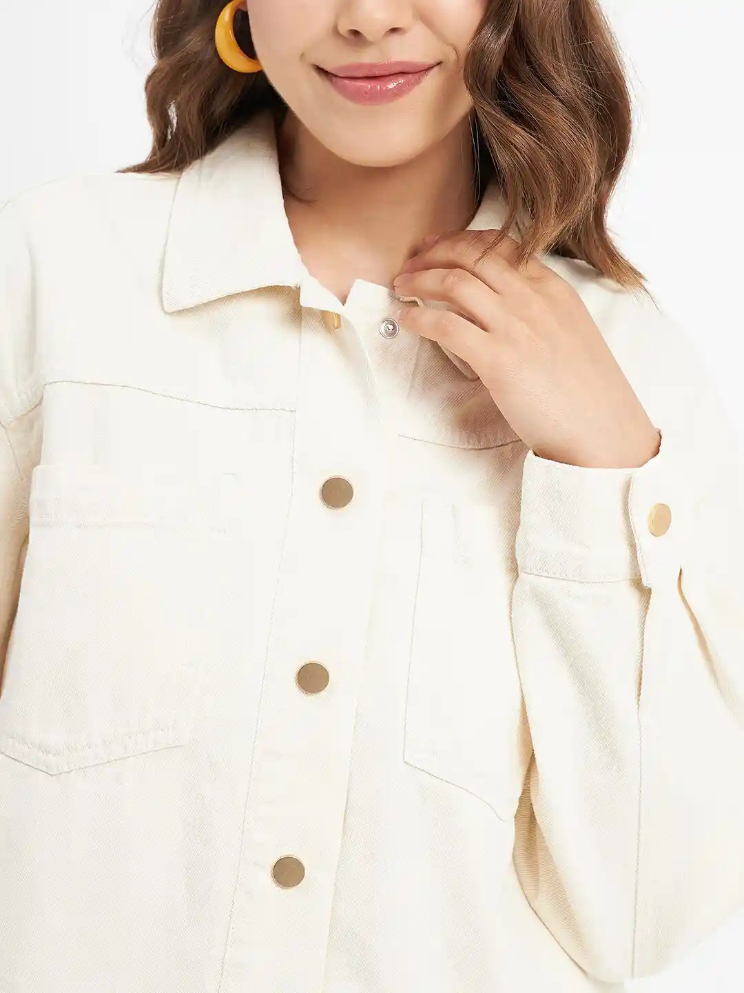 Buy Madame Spread Collar Cotton Denim Jacket - Jackets for Women