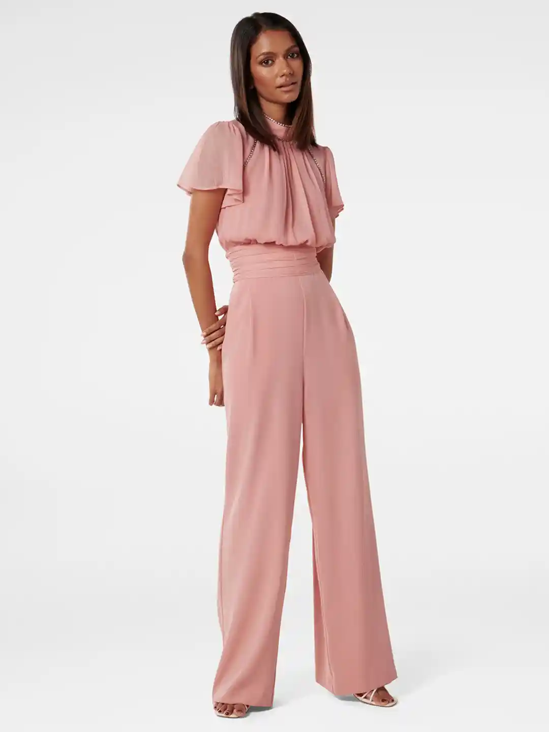Buy Forever New High-Neck Gathered Detailed Jumpsuit Jumpsuit