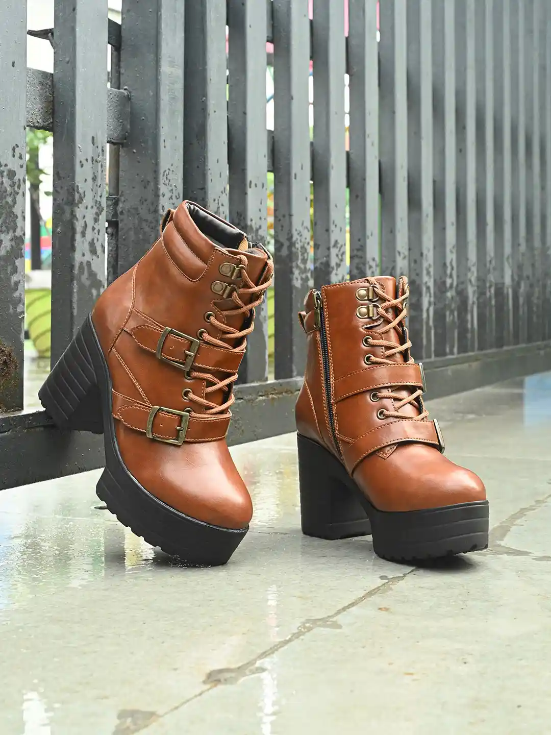 Platform Boots Brown Heel Boots Outfit Korean Boots Fashion Women