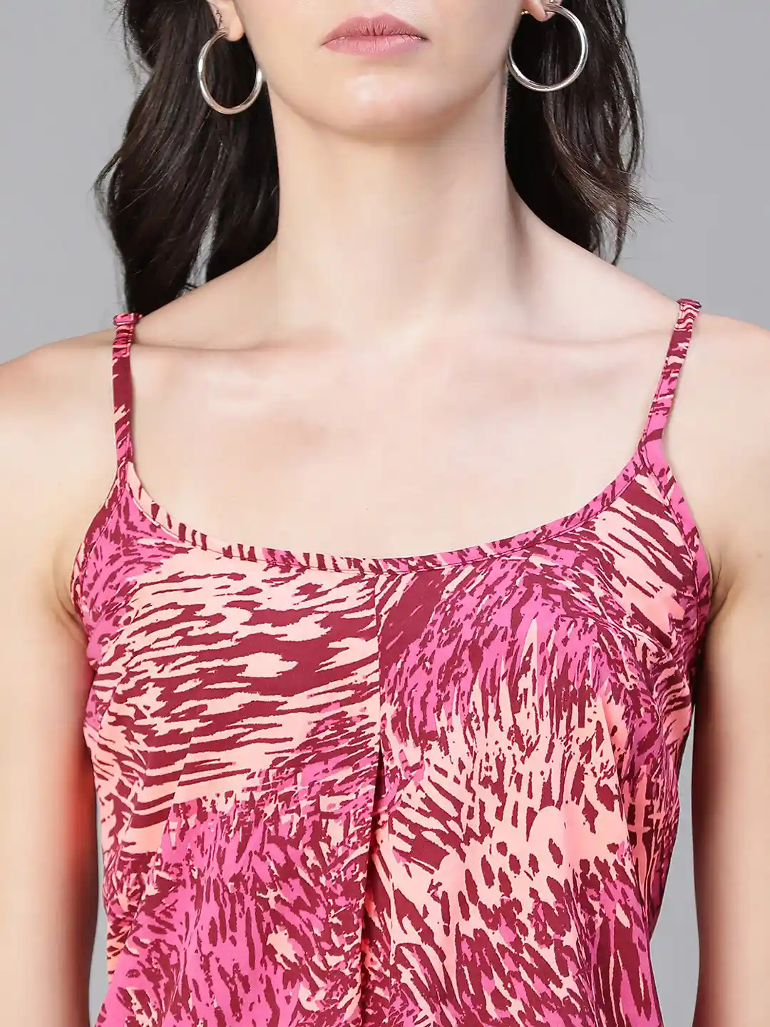 Buy Oxolloxo Abstract Printed Shoulder Straps Crepe Spaghetti Top