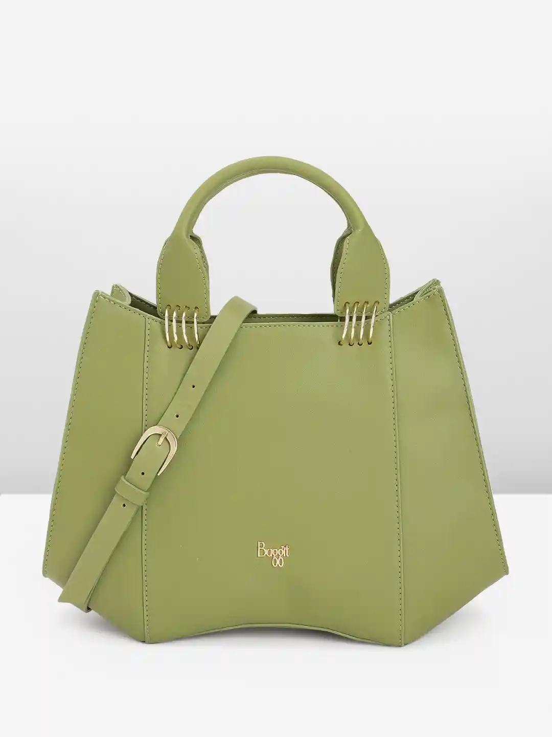 Buy Baggit Women's Soft Olive Green Structured Handheld Bag
