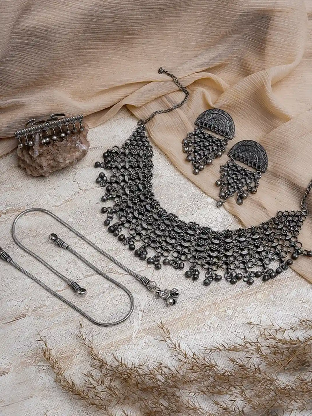 Buy TEEJH Silver-Plated Oxidized Jewelry Gift Set Jewellery Set