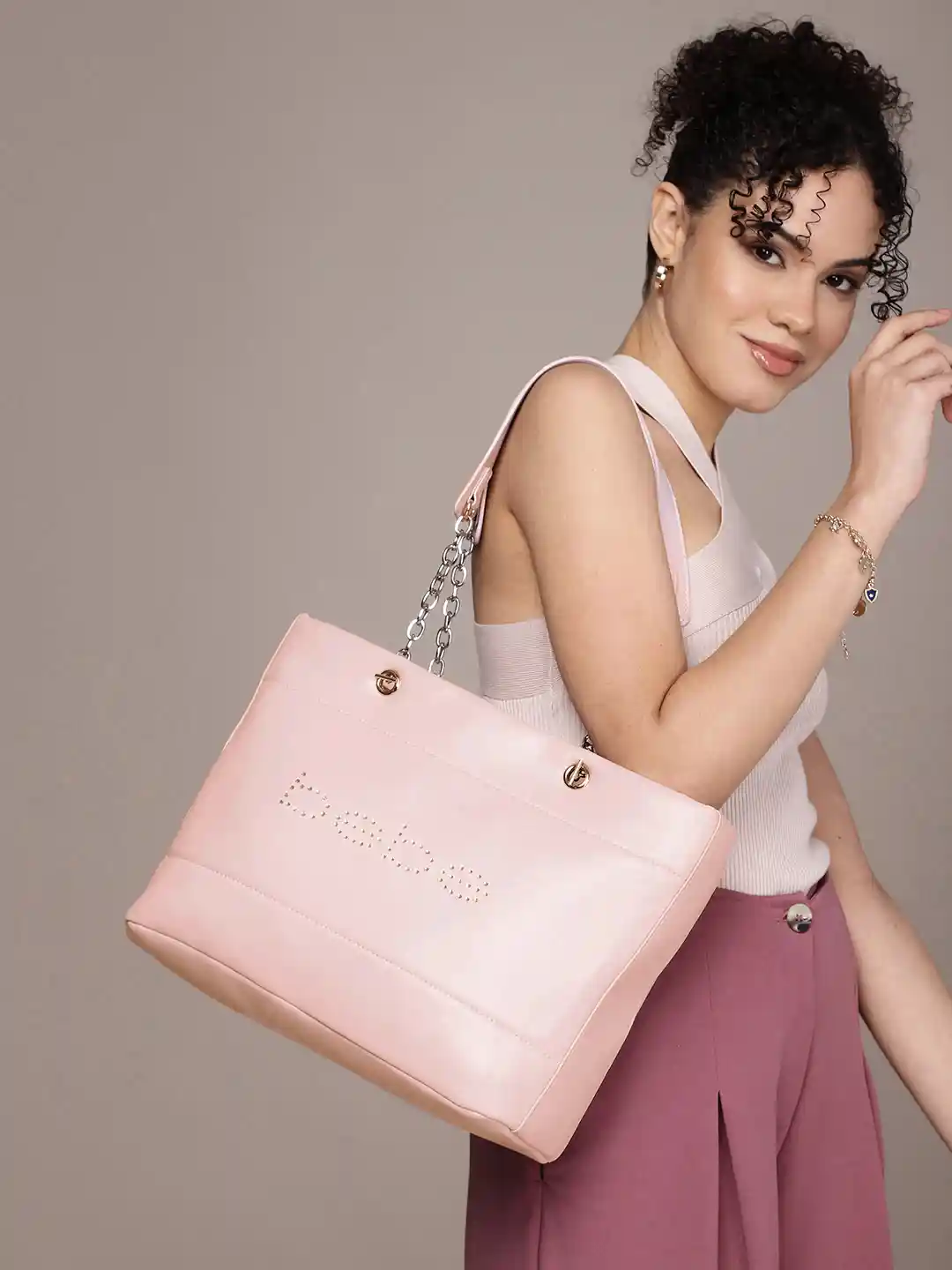 bebe Women Pink Tote Bag