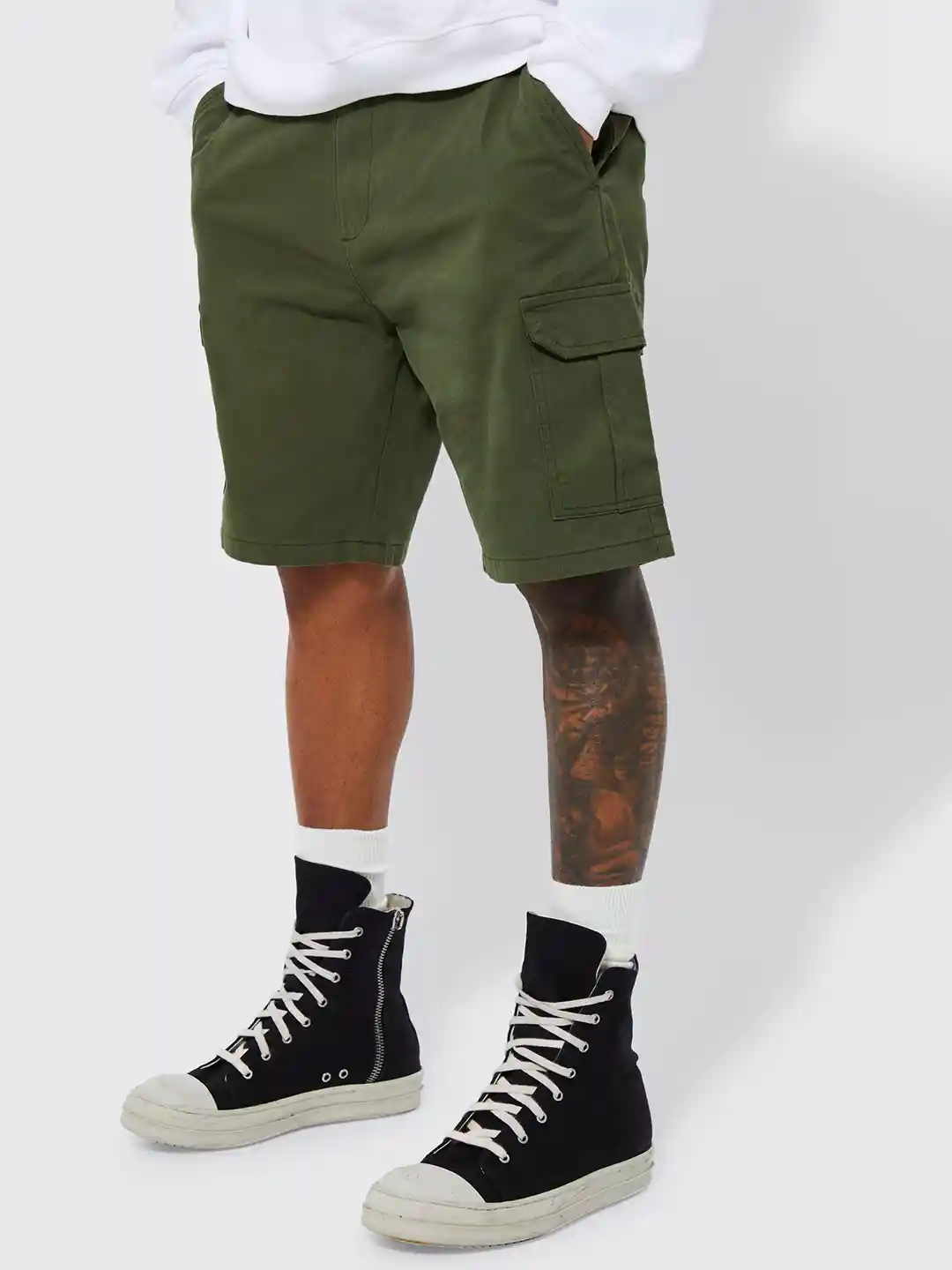 boohooMAN Relax Fit Denim Cargo Shorts