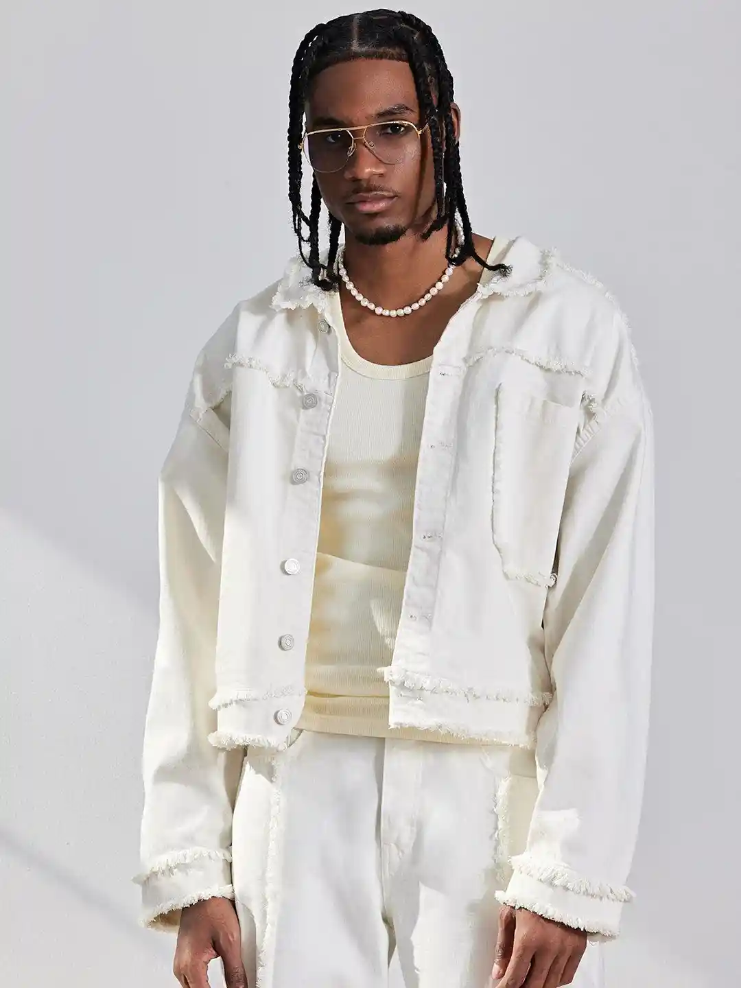 Buy boohooMAN Boxy Denim Jacket With Distressed Detail Jackets