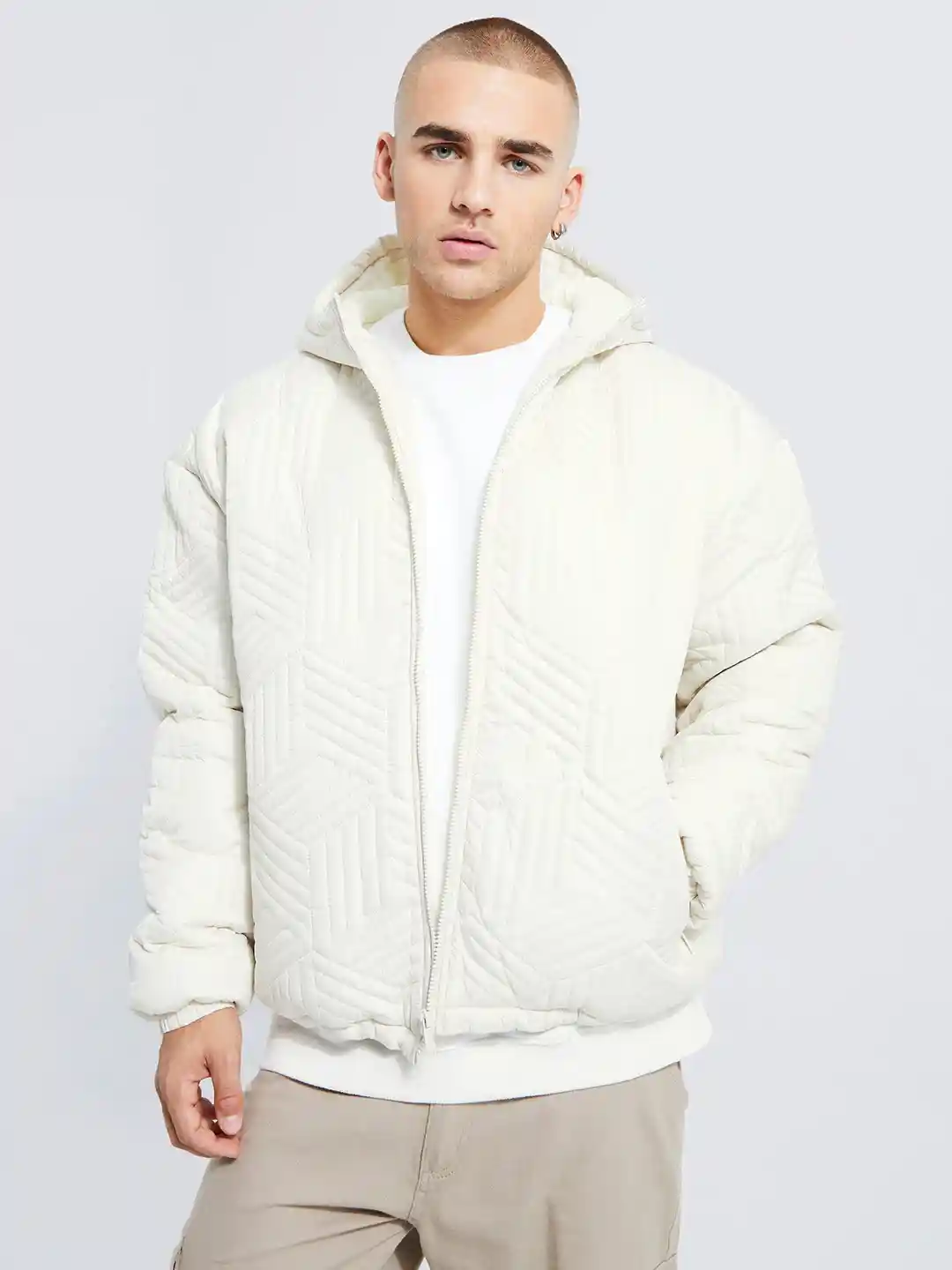 boohooMAN Oversized Quilted Hooded Puffer Jacket