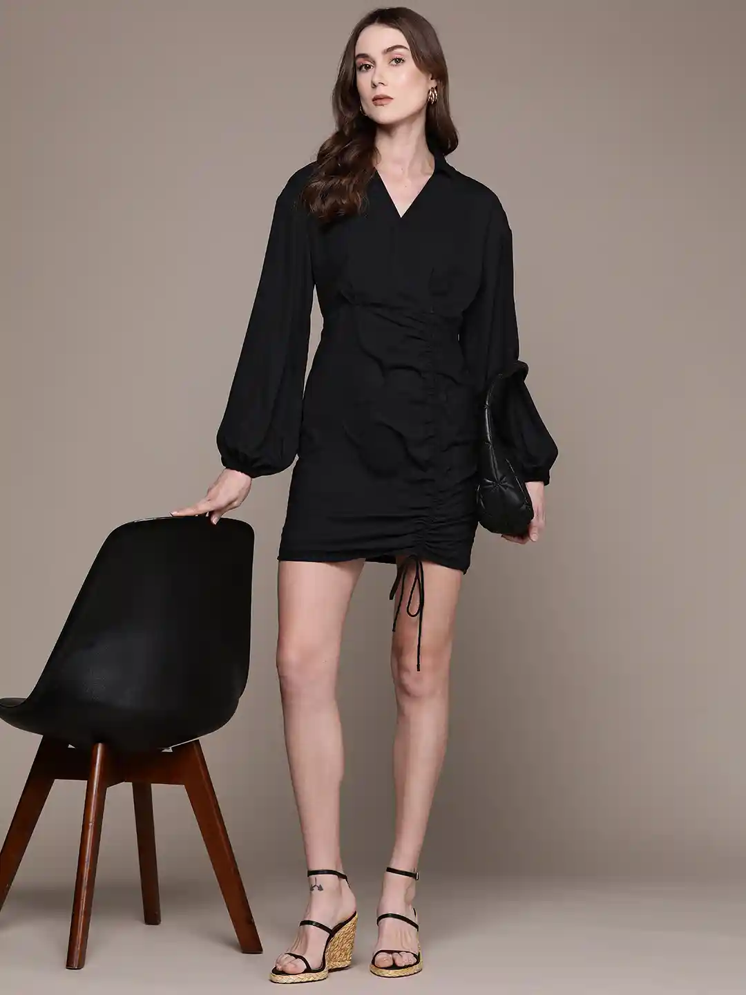 Buy Moda Rapido Ruched Tie-Up Mini Wrap Dress Dresses for Women