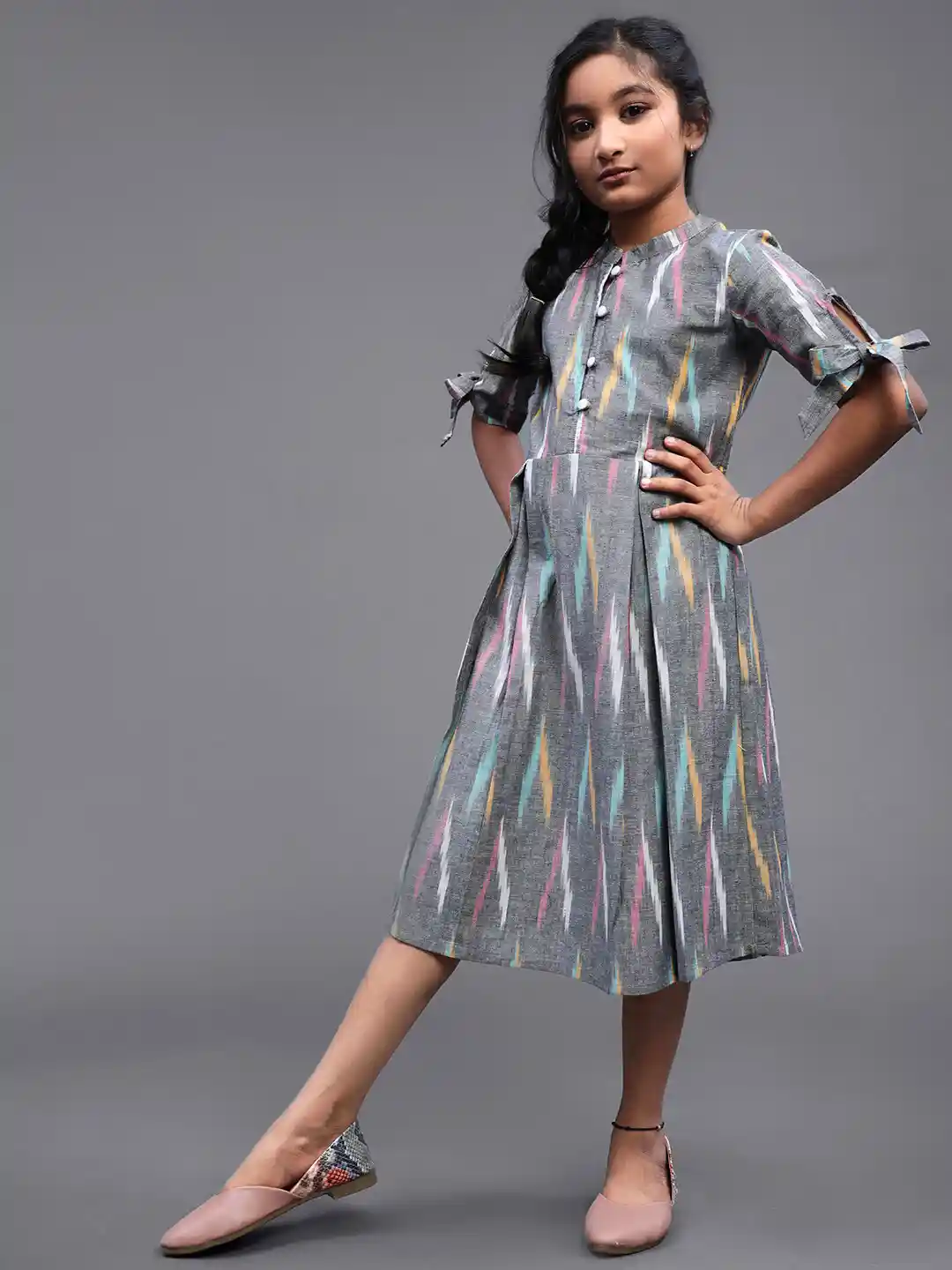 Buy Aks Kids Girls Abstract Ikat Cotton A-Line Dress Dresses for