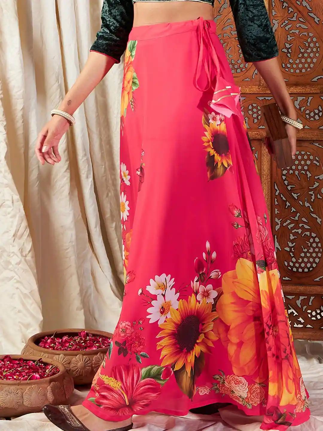 Buy Shae by SASSAFRAS Floral Printed Flared Maxi Skirt - Skirts