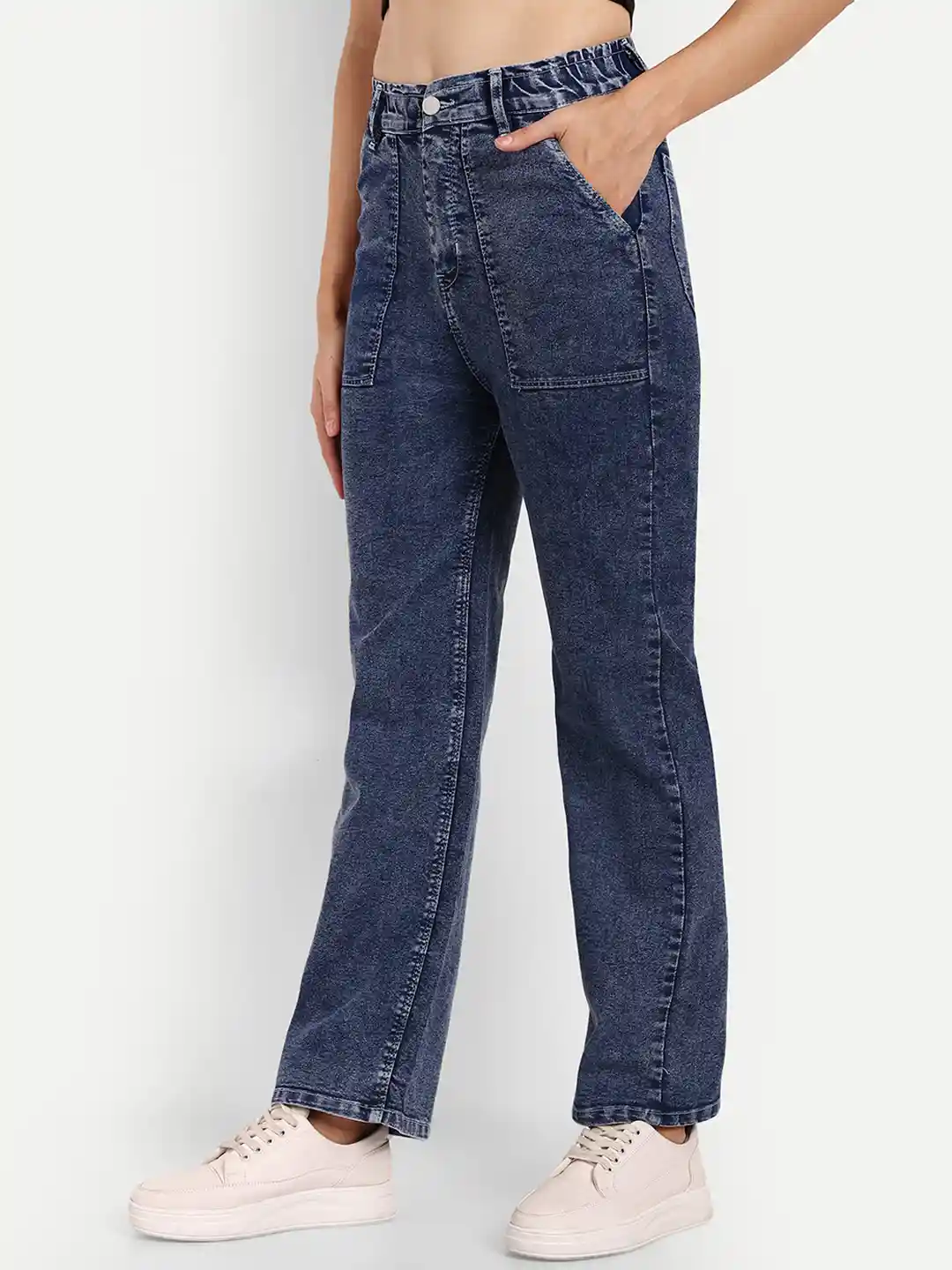 Buy Next One Women Smart Wide Leg High-Rise Stretchable Jeans