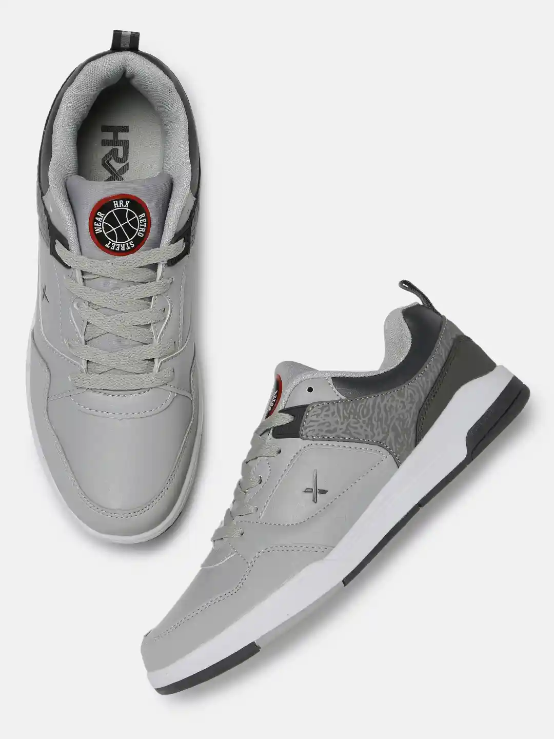 Buy HRX by Hrithik Roshan Men Grey Printed Retro Basket Ball Sneakers -  Casual Shoes for Men 2446353 | Myntra