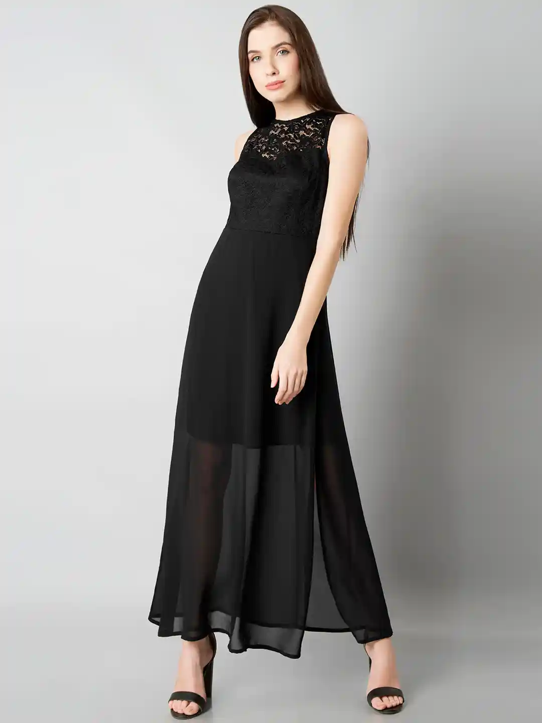 Buy FabAlley Women Black Solid Maxi Dress Dresses for Women