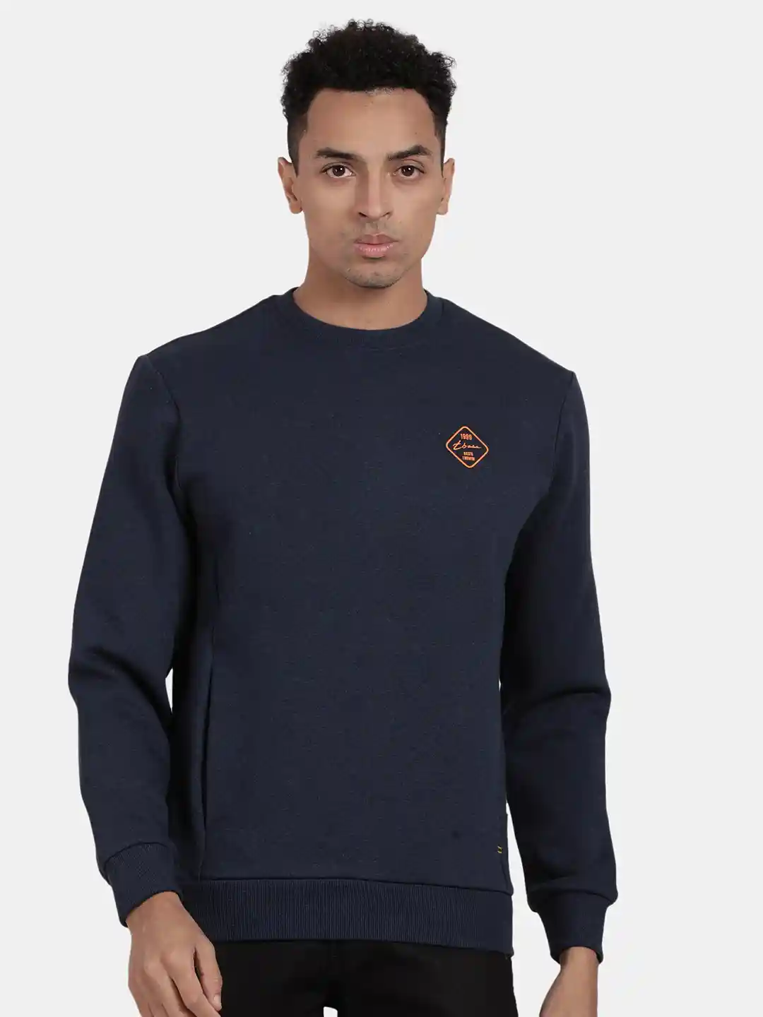 Buy t-base Round Neck Long Sleeves Cotton Ribbed Sweatshirt