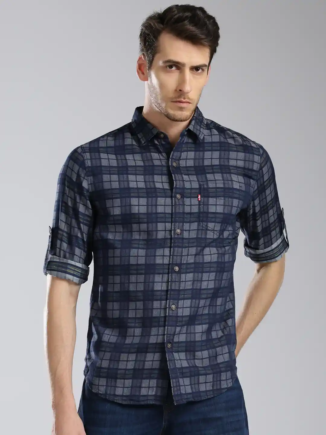 Buy Levis Men Blue Grey Slim Fit Checked Casual Shirt Shirts