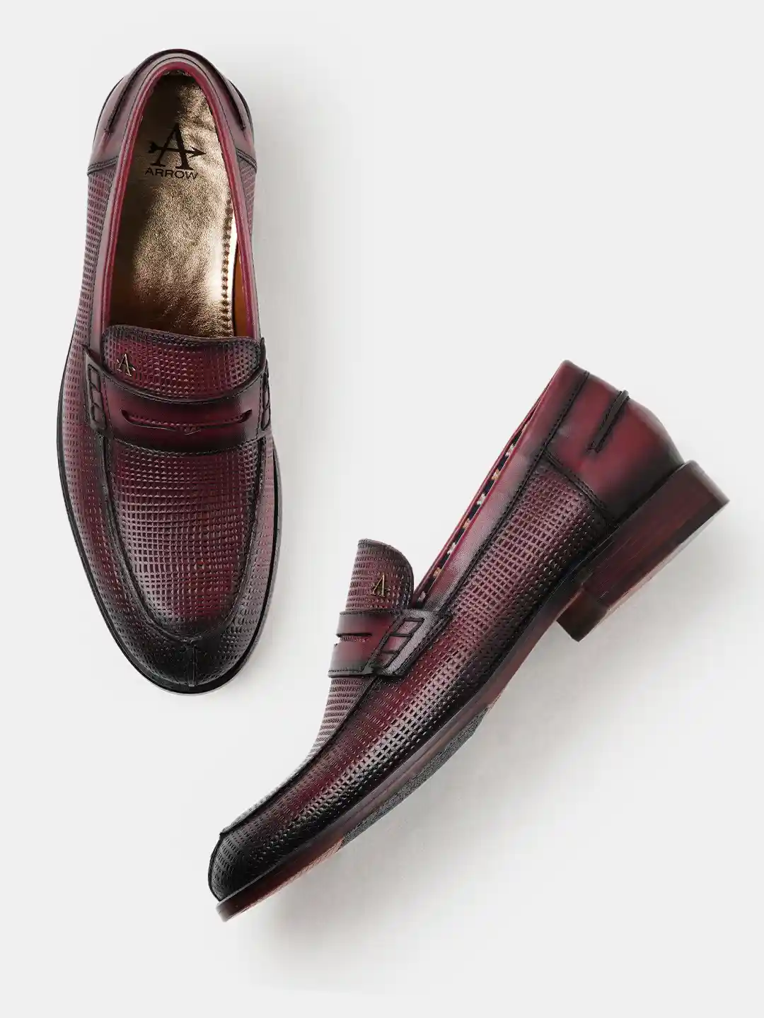 Penny Loafers Pointed Moccasins Buy Arrow Men Cross Textured