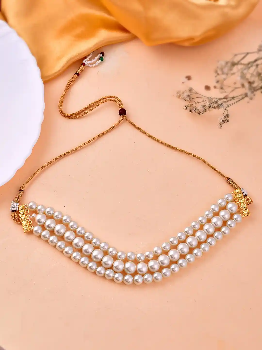 Buy Silvermerc Designs Gold-Plated Pearls Choker Necklace - Main Image