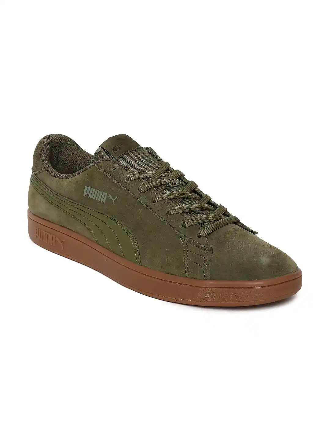 Buy Puma Men Olive Green Smash v2 Suede Sneakers Casual Shoes