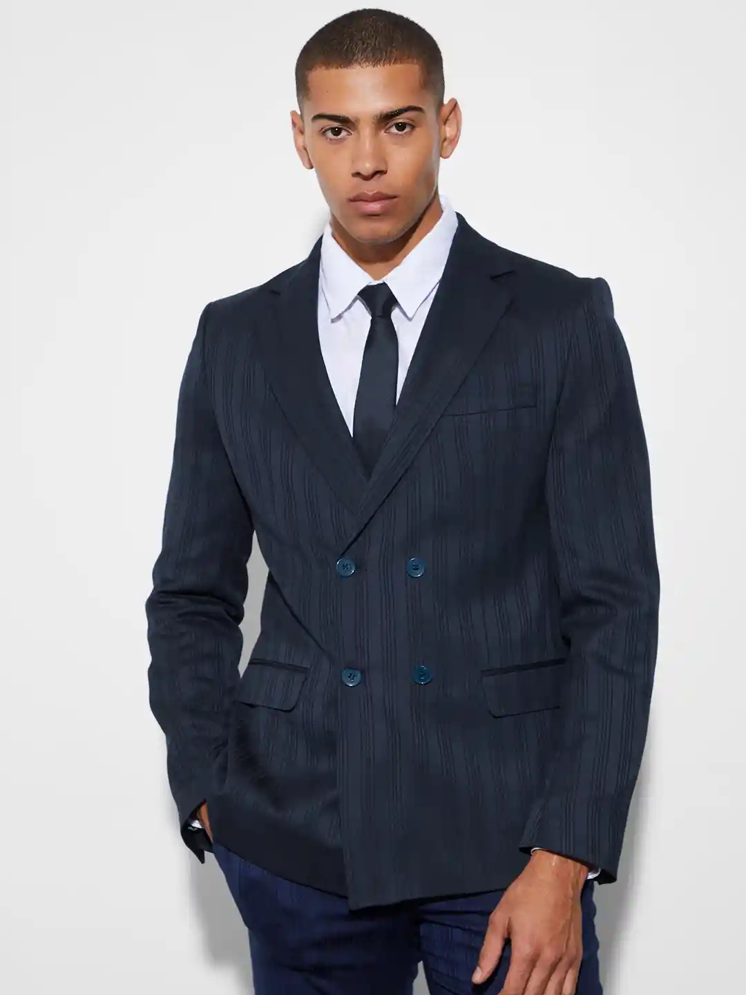 Buy boohooMAN Striped Double-Breasted Formal Blazer Blazers for
