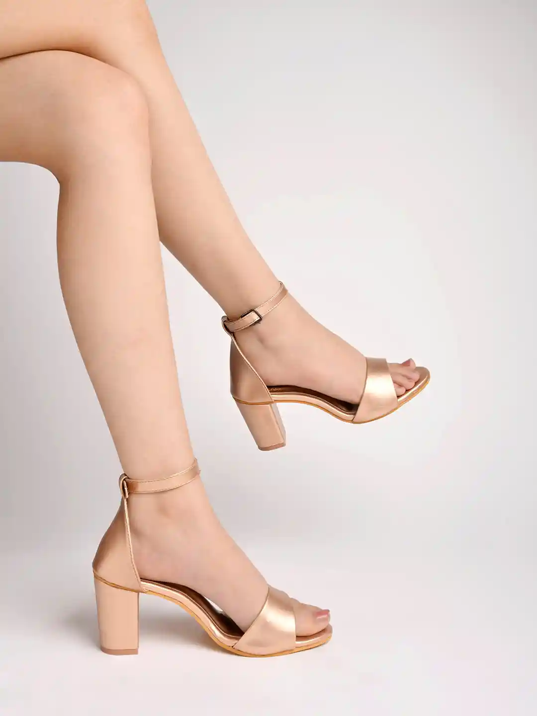 Shoetopia Girls Open Toe Block Heels With Buckles