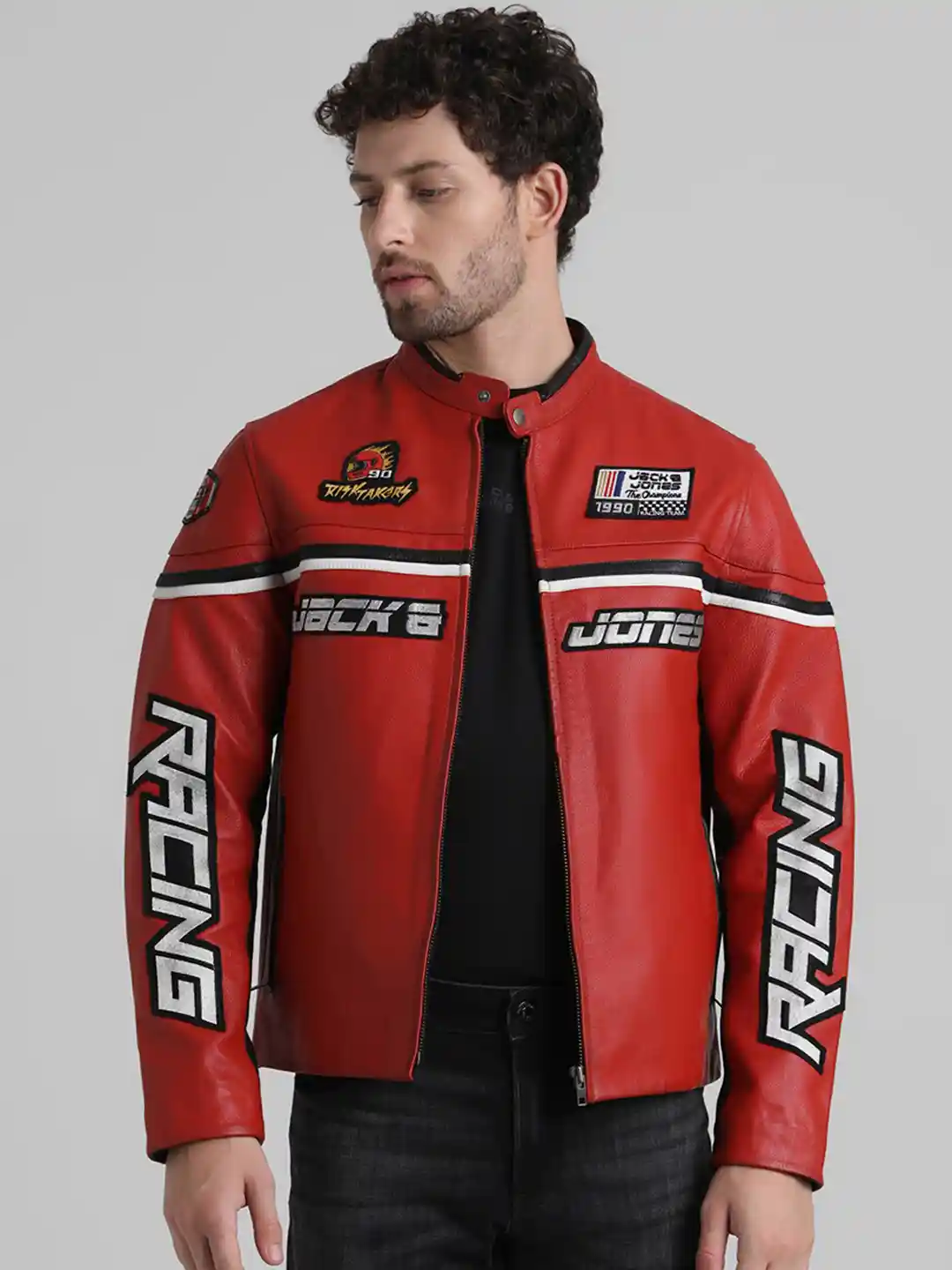 Racing Jaket Jack Denim Buy Jack Jones Typography Printed Leather