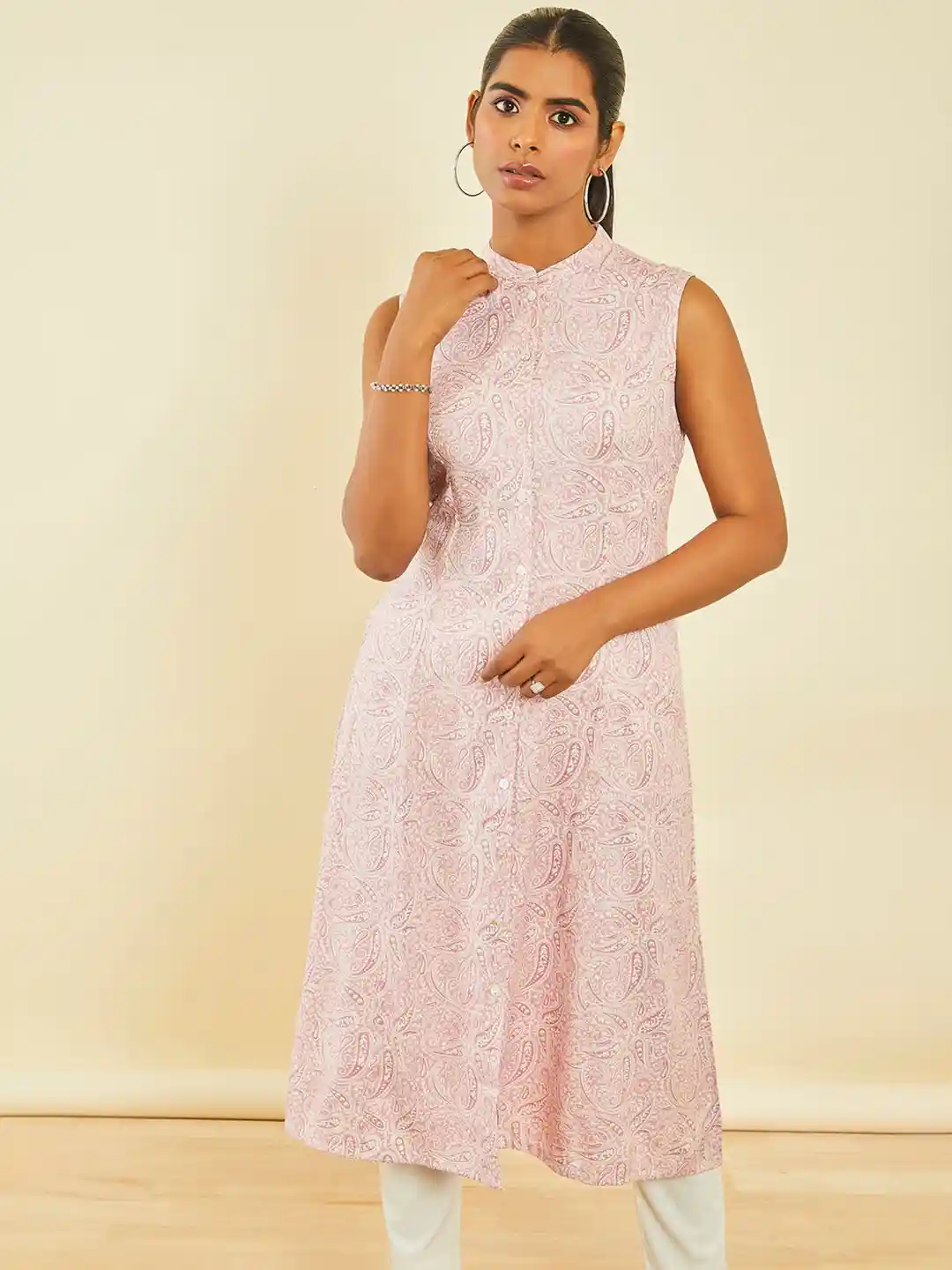 Buy Soch Paisley Printed Mandarin Collar A-Line Kurta Kurtas for