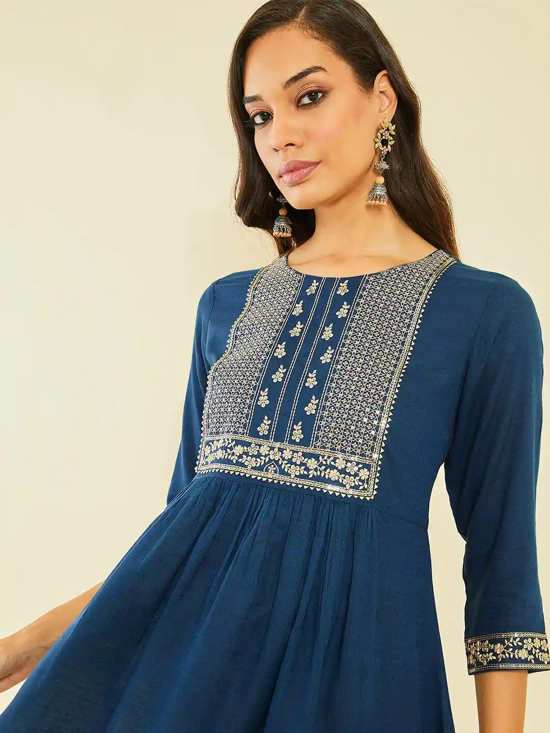 Buy Soch Ethnic Motifs Yoke Design Thread Work Empire A-Line Kurti