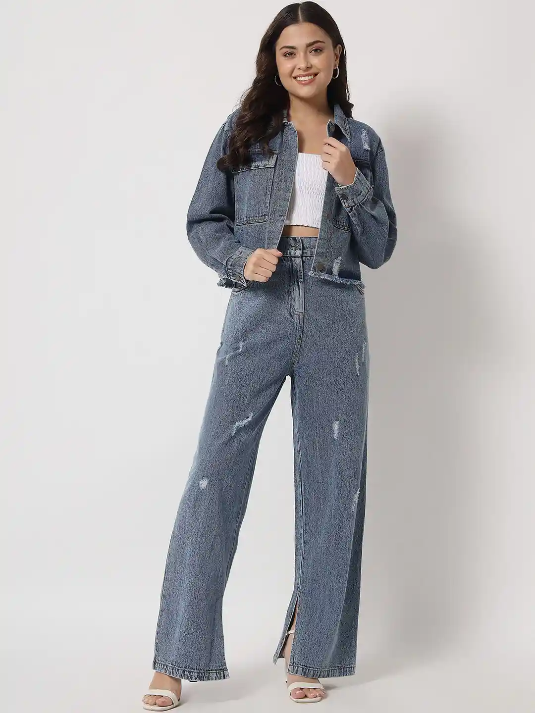 Buy Chemistry Distressed Denim Two-Piece Co-Ords Co-Ords for