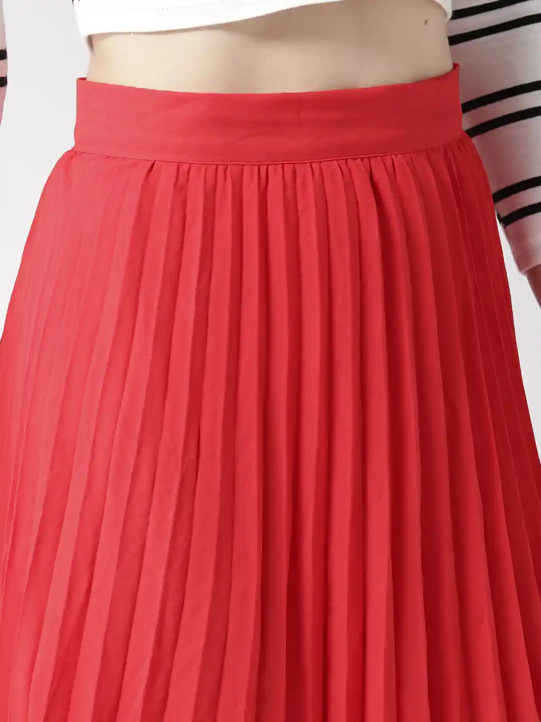Buy FOREVER 21 Red Accordion Pleat A-Line Midi Skirt - Skirts for