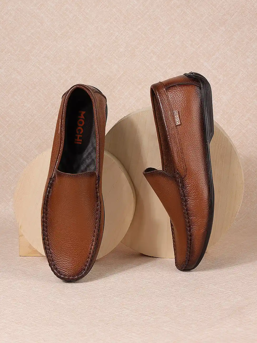 Buy Mochi Men Textured Leather Comfort Insole Penny Driving Shoes