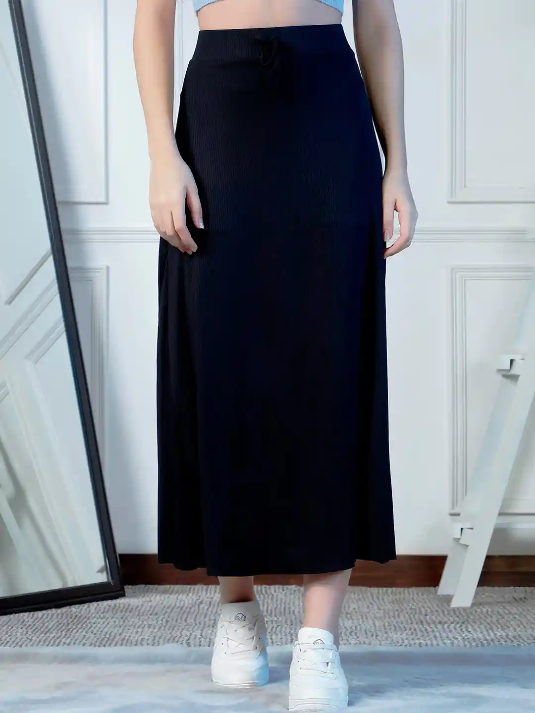 NEUDIS Ribbed A-Line Maxi Skirt