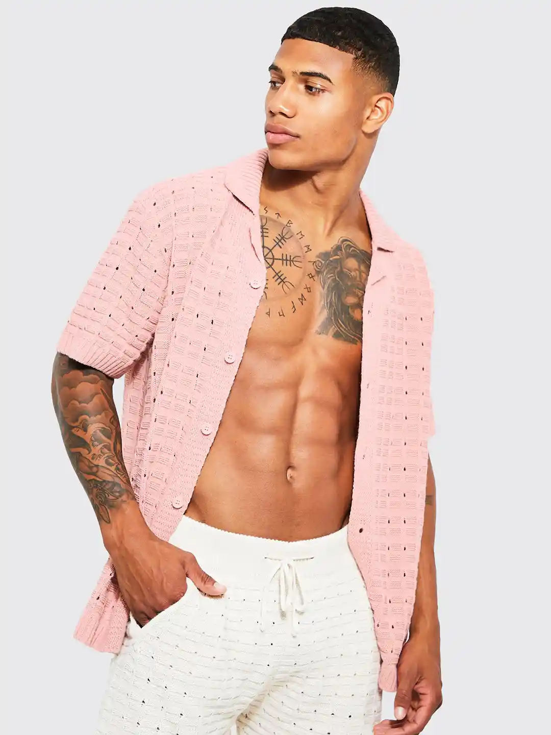 Buy boohooMAN Acrylic Open Stitch Knitted Crochet Shirt