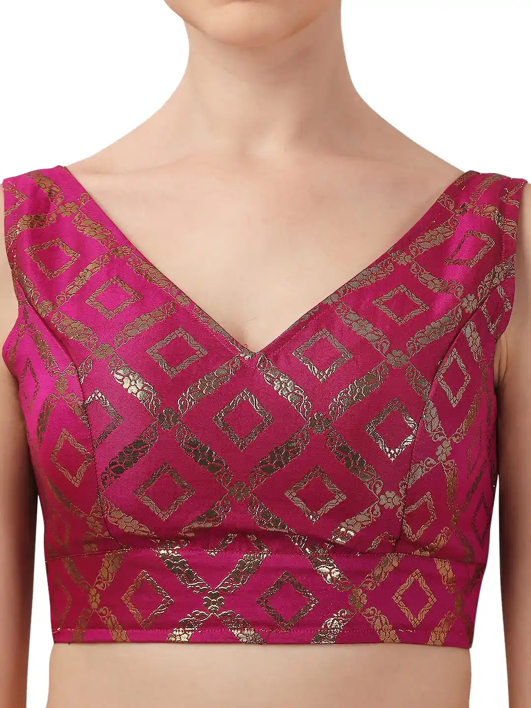 Buy Oomph! Geometric Printed V-Neck Saree Blouse - Saree