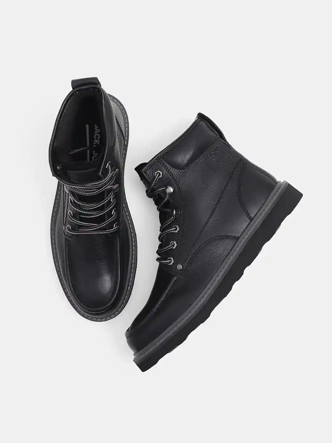 Buy Jack & Jones Men Textured Leather Biker Boots - Boots for Men